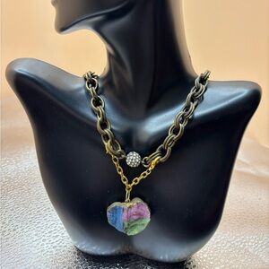 A Lovely 20” rainbow druzy stone necklace